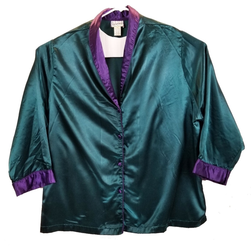 Blue Moon Pajama Blouse Long Sleeve Buttons XXXL